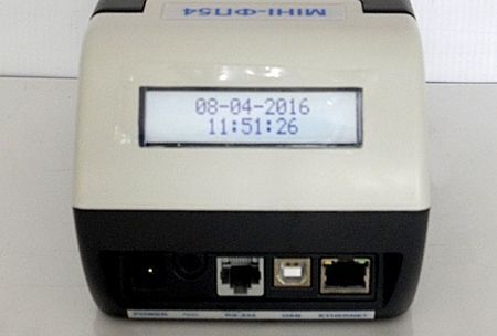 Интерфейсы и дисплей регистратора МІНІ-ФП54.01 Ethernet